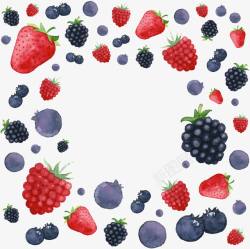 手绘红莓手绘浆果类装饰高清图片