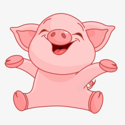 吃得很饱的卡通猪卡通快乐的粉红猪矢量图高清图片