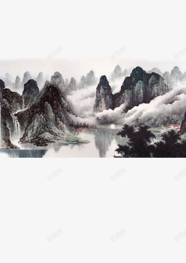 水墨山水风景画png免抠素材_新图网 https://ixintu.com 山水 手绘 水墨 画 风景