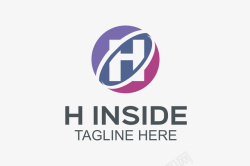 字母背景图案字母圆形H的logo图标高清图片