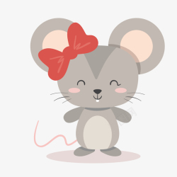 老鼠头戴可爱蝴蝶结的老鼠矢量图高清图片