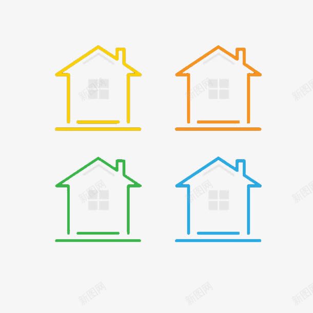 房子元素png免抠素材_新图网 https://ixintu.com 房子元素 炫光 线条画 黄色