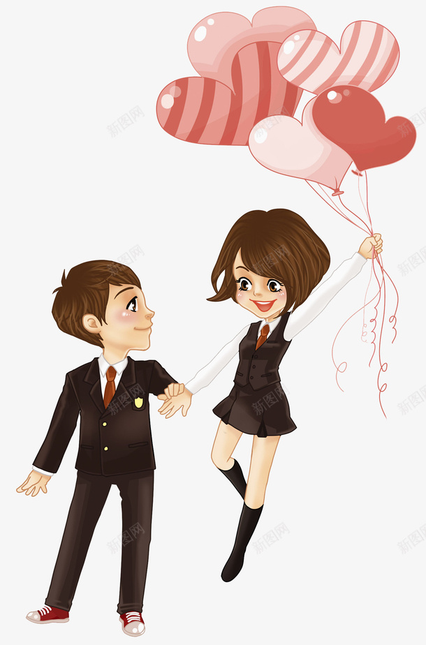 拿起球的女孩png免抠素材_新图网 https://ixintu.com 卡通 可爱的 情侣 手绘 气球 男人 高兴地