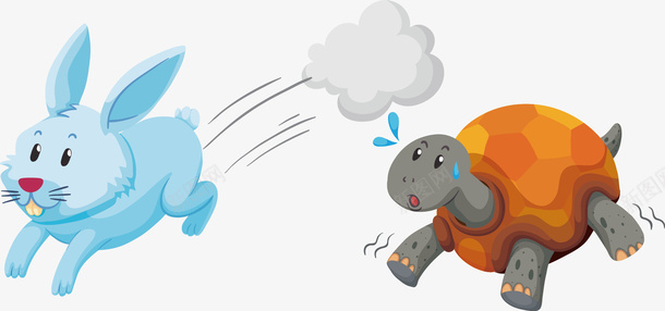 奔跑的兔子和乌龟矢量图ai免抠素材_新图网 https://ixintu.com 创意 卡通 商务 彩色 手绘 简约 龟兔赛跑 矢量图