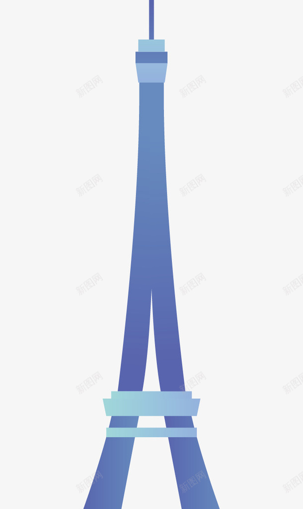 蓝色的巴黎铁塔矢量图ai免抠素材_新图网 https://ixintu.com 几何形状 塔尖 巴黎铁塔 形象 蓝色 矢量图