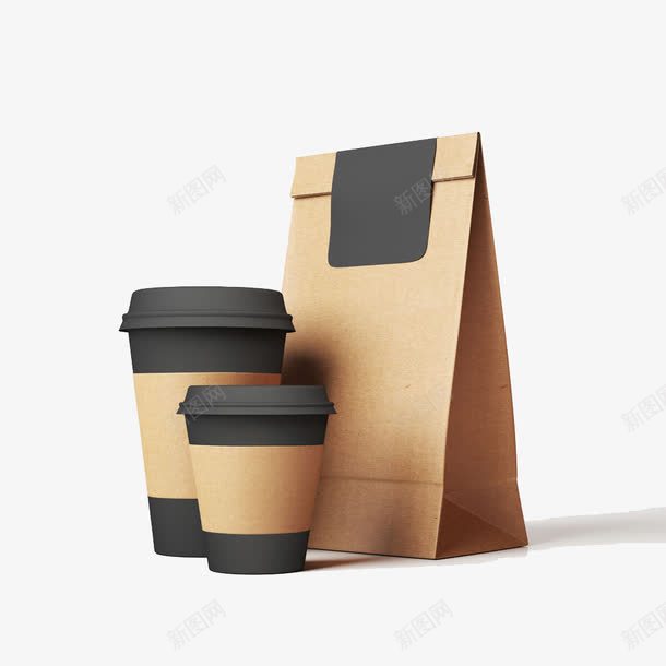 产品包装png免抠素材_新图网 https://ixintu.com 包装产品模型 咖啡 材质 纸杯 袋子