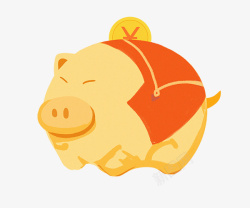 猪年福袋和可爱的小猪水彩手绘小猪存钱罐高清图片