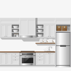 棕灰色厨房台面欧式的简约厨房矢量图高清图片