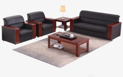 美式沙发组合办公沙发茶几组合高清图片