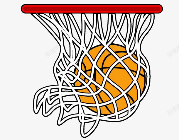 篮球框篮球png免抠素材_新图网 https://ixintu.com 卡通手绘 水彩画 球网 篮球 篮球框 装饰图案