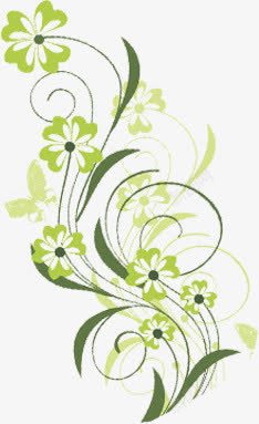 春天绿色花朵藤蔓装饰素材
