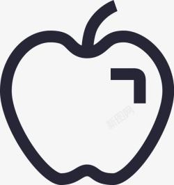 苹果剪影苹果黑白简笔画图标高清图片