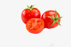 实物新鲜红色带藤切开樱桃番茄素材