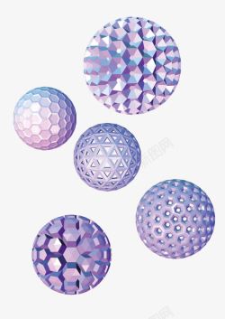 漂亮的球体挂饰紫色渐变六边形组合球体矢量图高清图片
