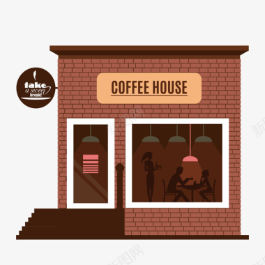 棕色咖啡厅图案矢量图图标图标