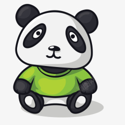 穿短袖卡通穿绿短袖的熊猫高清图片