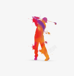 彩色男士打高尔夫球的人矢量图高清图片