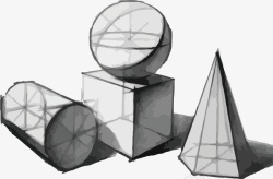 十字锥长方体石膏素描混合几何体素描矢量图高清图片