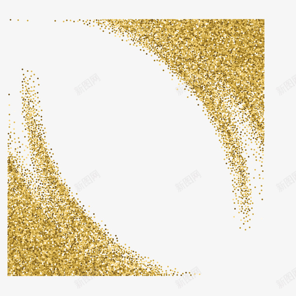 金色流沙的创意边框矢量图ai免抠素材_新图网 https://ixintu.com 光泽感 弧形 弧线 沙子 流光溢彩 角落 边框 金贵 矢量图