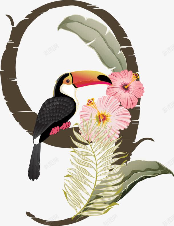 数字9上的花朵和鸟png免抠素材_新图网 https://ixintu.com 9 png图形 png装饰 小鸟 数字 花朵 装饰 鹦鹉