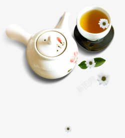 花型茶碗茶白菊花茶高清图片