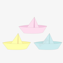 折纸玩具手绘彩色纸船高清图片