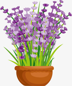 矢量盆栽紫花园林植物喷绘高清图片