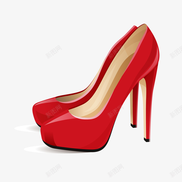 卡通红色高跟鞋矢量图ai免抠素材_新图网 https://ixintu.com 卡通 女性 服饰搭配 红色 鞋子设计 高跟鞋 矢量图