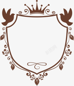 盾牌边框图片咖啡皇冠盾牌图标高清图片