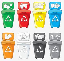 分类收集桶分类垃圾回收桶高清图片