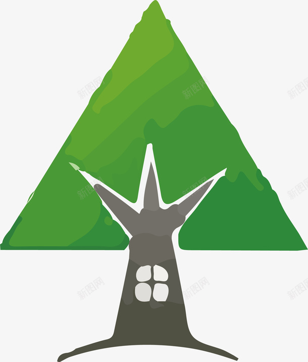 三角形树木矢量图图标ai_新图网 https://ixintu.com logo logo在线生成 三角形 创意 房子 树LOGO 树枝 渐变 简易 绿色 矢量图