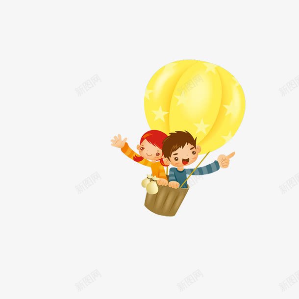 卡通欢乐乘坐热气球儿童png免抠素材_新图网 https://ixintu.com 乘坐 儿童 卡通 欢乐 热气球 空气球
