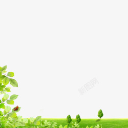 绿色树叶草地树木背景边框素材