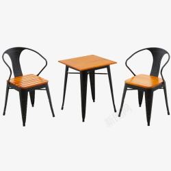 美式长方形餐桌美式铁艺实木桌椅高清图片