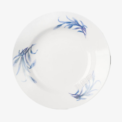 白色印着植物图案的碟子陶瓷制品素材