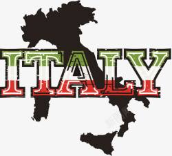 地图字母意大利国旗地图高清图片