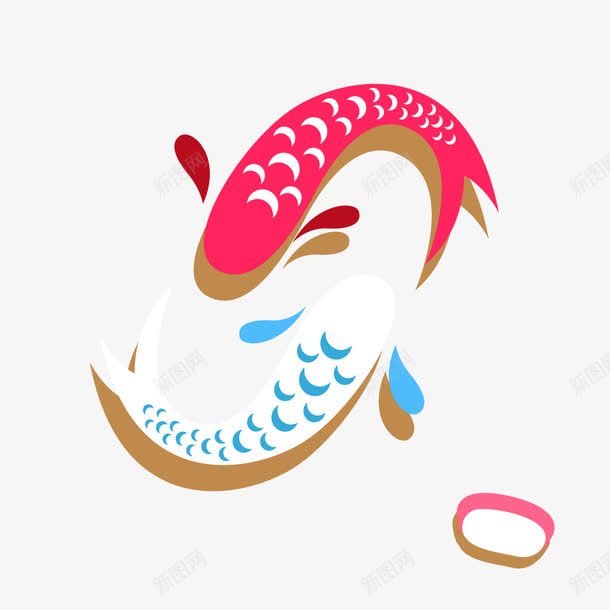 彩色手绘鱼图标png_新图网 https://ixintu.com 东方文化 卡通 卡通动物 旅游图标 日本印象 日本绘画 设计 鲤鱼