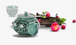 陶瓷玫瑰花台灯陶瓷茶壶茶杯高清图片