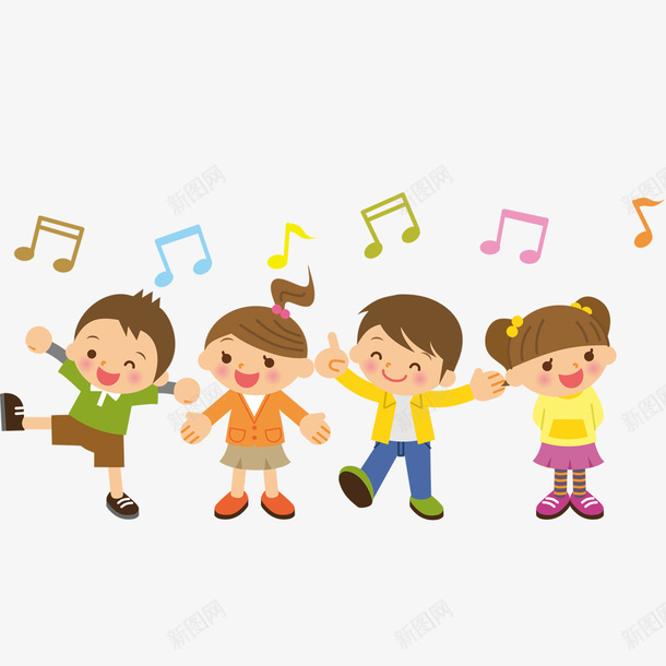 卡通唱歌的儿童人物psd免抠素材_新图网 https://ixintu.com 世界儿歌日 人物设计 儿童 卡通 唱歌 彩色 快乐