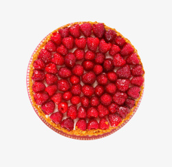 水果俯视图铺满红色草莓的生日蛋糕实物俯视高清图片