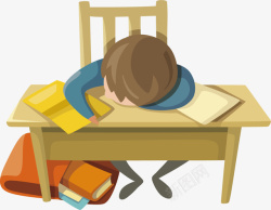 瞌睡的小学生开学季犯困的学生矢量图高清图片