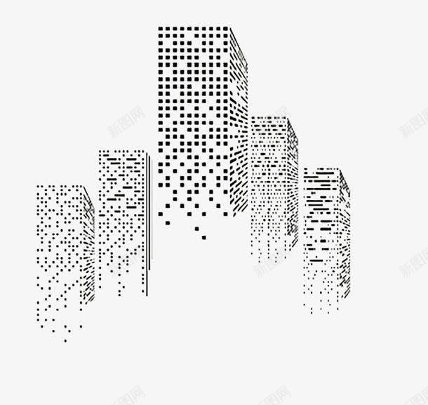 几何组成建筑png免抠素材_新图网 https://ixintu.com 几何 小方块 建筑 黑色