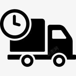 将交付送货卡车圆形时钟图标高清图片