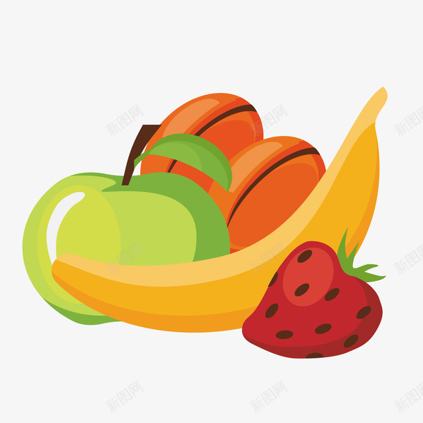 一堆手绘的扁平化水果矢量图ai免抠素材_新图网 https://ixintu.com 健康 扁平化 水果 水果拼盘 沙拉 草莓 青苹果 香蕉 矢量图