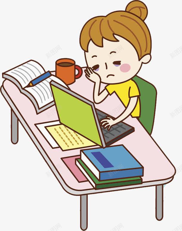 加班的女人场景图png免抠素材_新图网 https://ixintu.com 加班 劳累的 商务 女人 工作的 打盹的妈妈 熬夜 熬夜不脱发 熬夜女孩 熬夜工作 疲惫不堪 白领 黑眼圈