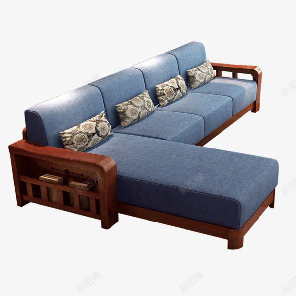 新中式蓝色沙发家具png免抠素材_新图网 https://ixintu.com 家具效果图 布面 沙发 蓝色