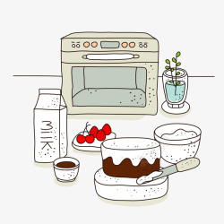 厨房器具简笔画手绘厨房美好精致生活高清图片