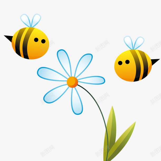 卡通手绘可爱的小蜜蜂和花朵png免抠素材_新图网 https://ixintu.com 传播花粉 小蜜蜂 手绘 昆虫 植物 花朵 蜂类 黄色