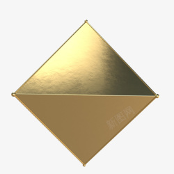3d几何形状金色的立体色彩几何高清图片