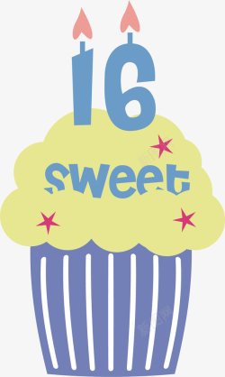 甜美粉嫩甜品美食海报16岁生日蛋糕图标高清图片